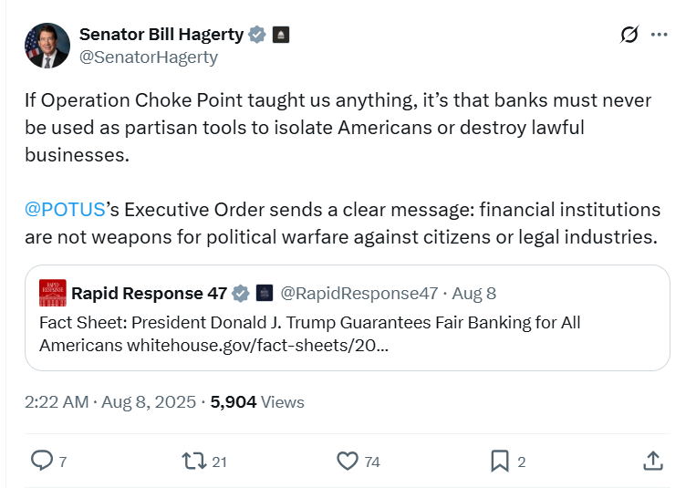 Trump anti-debanking executive order