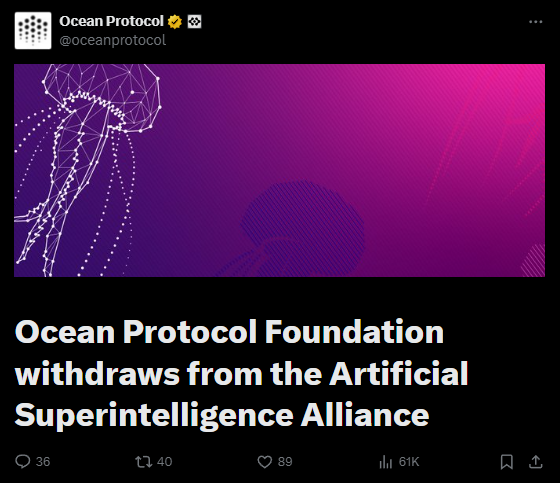 Ocean Protocol Foundation Exits ASI Alliance