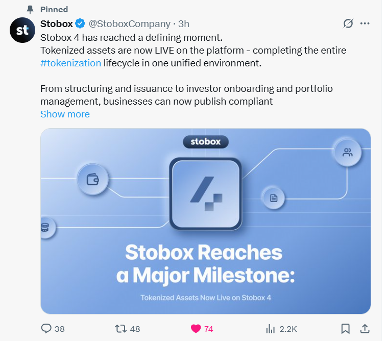 Stobox launches live tokenized