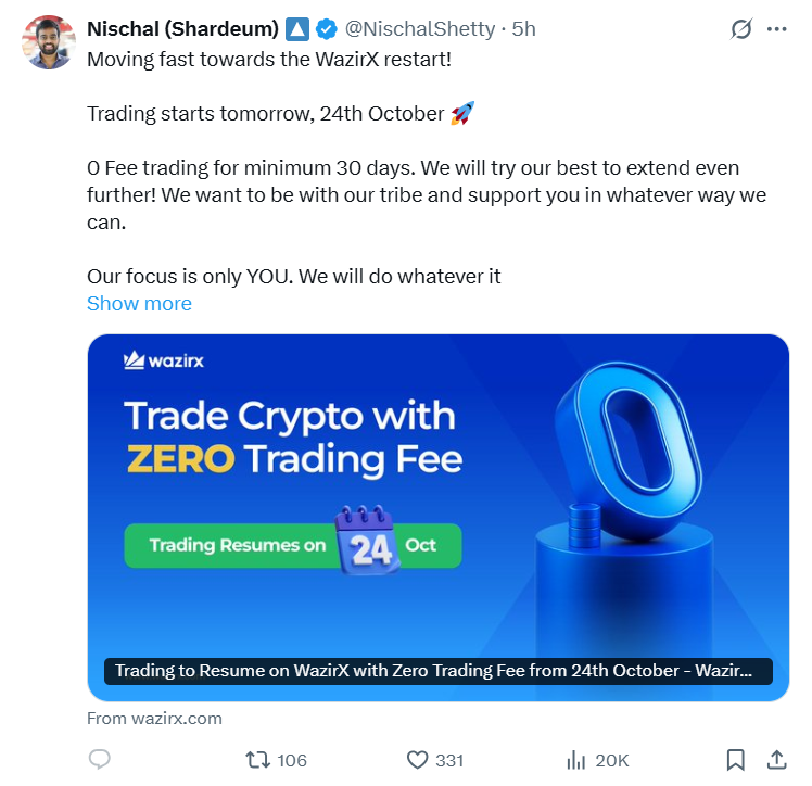 WazirX relaunches