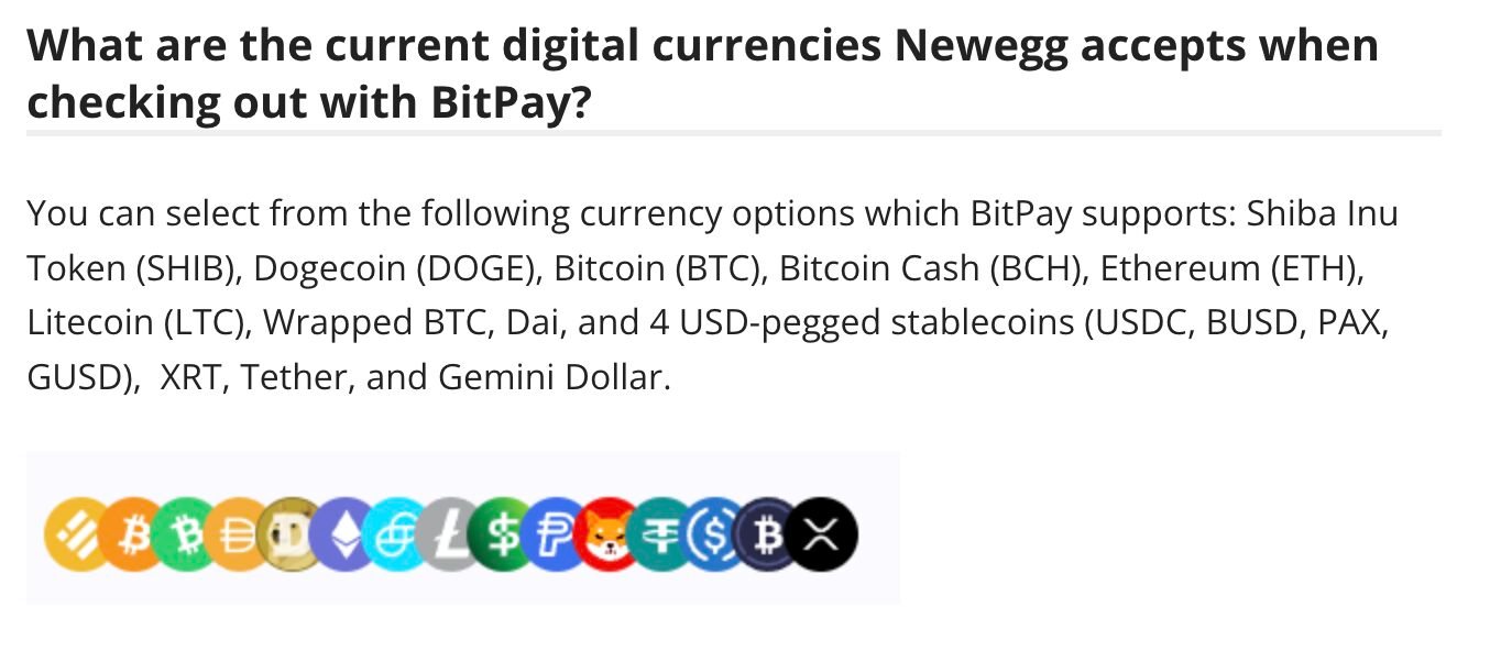 newegg supported stablecoin payments