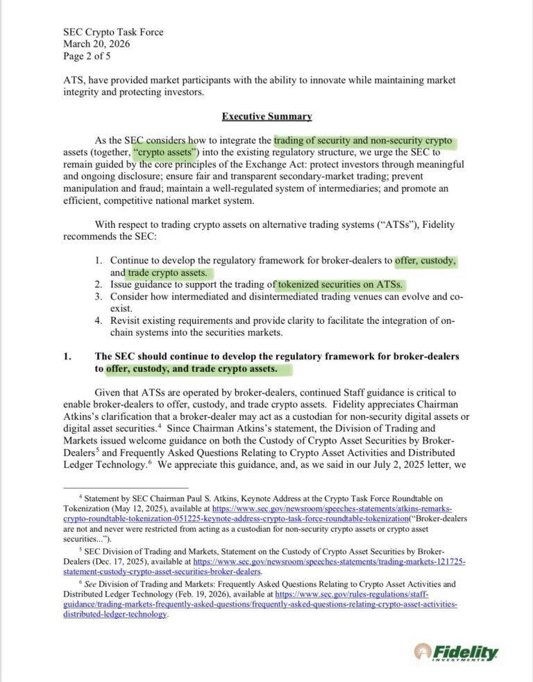 Fidelity Urges SEC To Integrate Crypto Into Stock Trading Systems