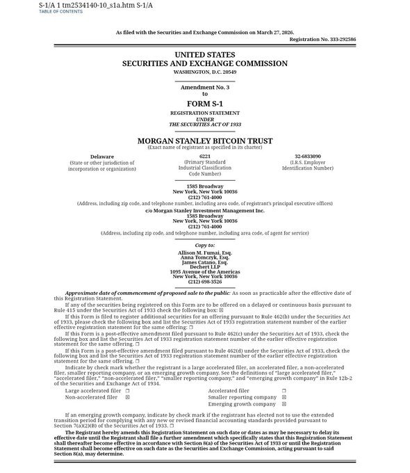 Morgan Stanley Bitcoin ETF S-1 filing